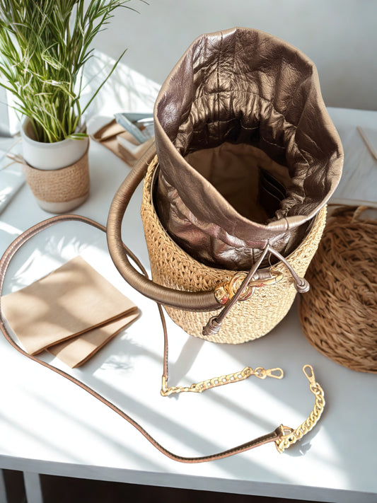 Bolso Luna Bronce - Bucket Artesanal.