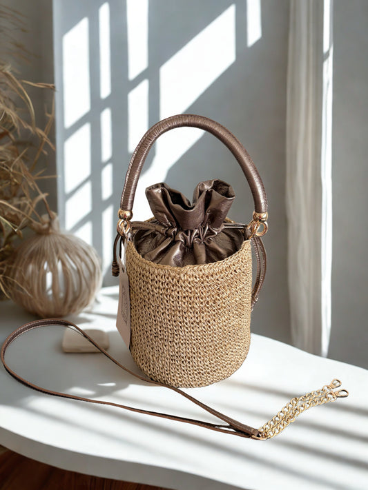 Bolso Luna Bronce - Bucket Artesanal.